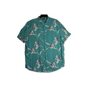 Guess Short Sleeve Blue White Hawaiian Floral Button Down Shirt Mens 2XL XXL